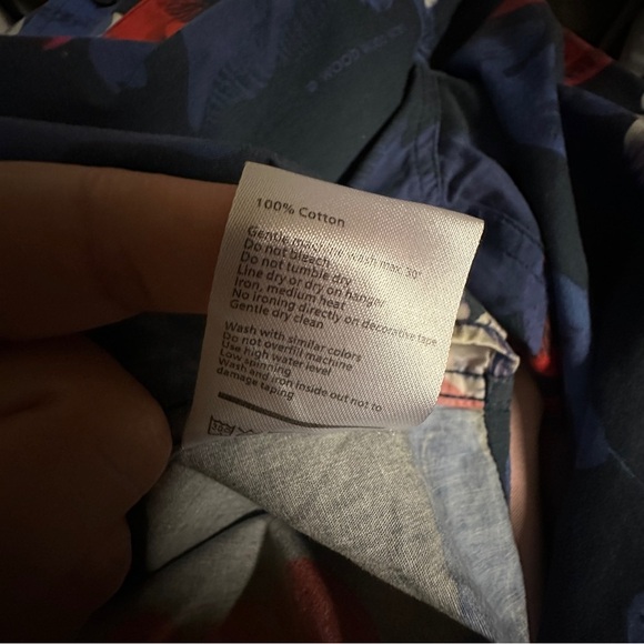 WOOD WOOD Button Shirt Floral Slim Fit Cotton Blue Size Large - Picture 8 of 9